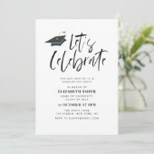 タイポグラフィスタイリッシューの卒業式パーティーの招待状 招待状 (スタンド正面)