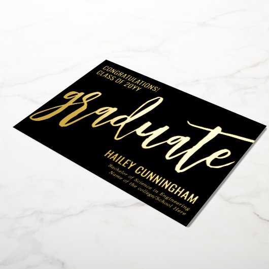 タイポグラフィスタイリッシュ卒業写真フォイルカード 箔シーズンカード (回転した状態)