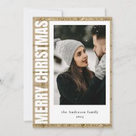 タイポグラフィスタイリッシュ金ゴールドタータンチェック格子状クリスマス シーズンカード