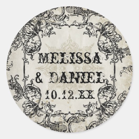 タイポグラフィスタイルエングラバーフォントスワールフローリズ ラウンドシール (正面)