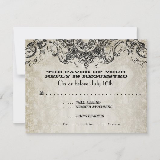 タイポグラフィスタイルエングラバーフォントスワールフローリズ 出欠カード (正面)