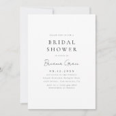 タイポグラフィスモダンクリプト白黒ブライダルシャワー 招待状 (正面)