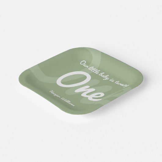 タイポグラフィセージワンベビーファースト誕生日 ペーパープレート (傾斜あり)