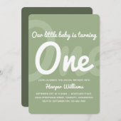 タイポグラフィセージワンベビー1st誕生日招待状 招待状 (正面/裏面)