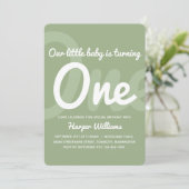 タイポグラフィセージワンベビー1st誕生日招待状 招待状 (スタンド正面)