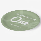 タイポグラフィセージ第1ベビー第1誕生日 ペーパープレート (アングル)