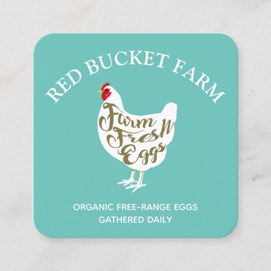 タイポグラフィチキンファーム生卵 スクエア名刺 (正面)