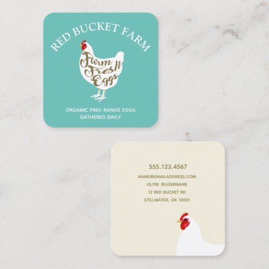 タイポグラフィチキンファーム生卵 スクエア名刺 (正面/裏面)