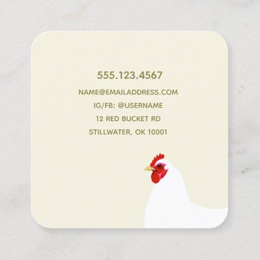 タイポグラフィチキンファーム生卵 スクエア名刺 (裏面)