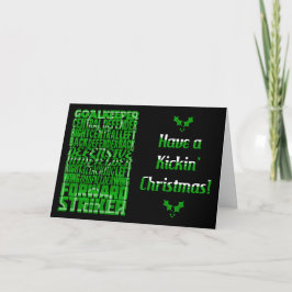 タイポグラフィックなサッカーのフォーメーションのクリスマスカード シーズンカード