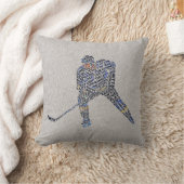 タイポグラフィックなホッケープレイヤーのピローカスタマイズト クッション (ブランケット)