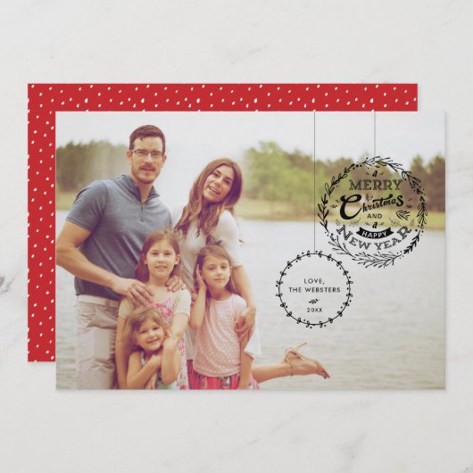 タイポグラフィックのクリスマスオーナメント2 シーズンカード (正面/裏面)