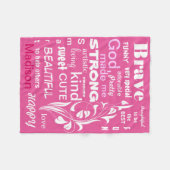 タイポグラフィックアートデザイン、女の子用にカスタマイズ フリースブランケット (正面(横))