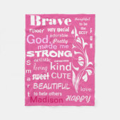 タイポグラフィックアートデザイン、女の子用にカスタマイズ フリースブランケット (正面)