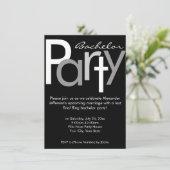 タイポグラフィックグレーブラックバチュラーパーティ招待状 招待状 (スタンド正面)