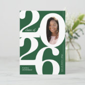 タイポグラフィック写真グリーン卒業パーティー 招待状 (スタンド正面)