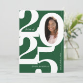 タイポグラフィック写真グリーン卒業パーティー 招待状 (スタンド正面)