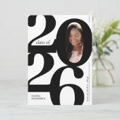 タイポグラフィック写真卒業パーティー招待状 招待状 (スタンド正面)