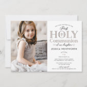 タイポグラフィック写真最初の聖餐式の娘 招待状 (正面)