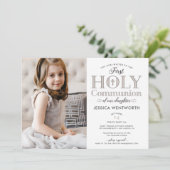 タイポグラフィック写真最初の聖餐式の娘 招待状 (スタンド正面)