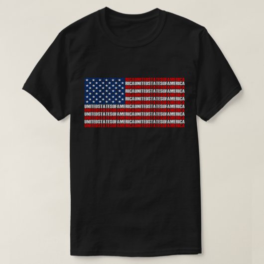 タイポグラフィック米国国旗 Tシャツ (デザイン正面)