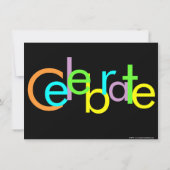 タイポグラフィック カラー バースデー パーティー 招待状 (裏面)