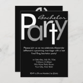 タイポグラフィック グレー ブラック 結婚前パーティー招待状 招待状 (正面/裏面)