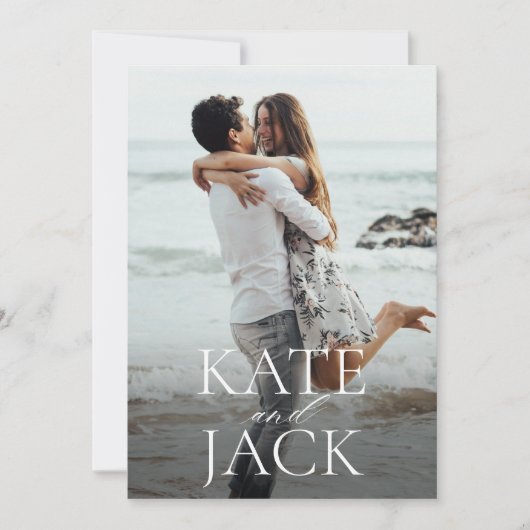 タイポグラフィック セーブ・ザ・デート フォト アナウンスメント (正面)