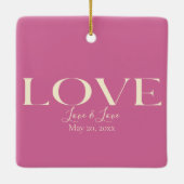 タイポグラフィックLOVEフレームデザインオーナメント セラミックオーナメント (裏面)