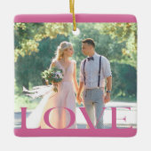 タイポグラフィックLOVEフレームデザインオーナメント セラミックオーナメント (正面)