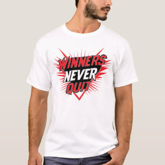 タイポグラフィックTシャツデザイン Winners Never Quit Tシャツ