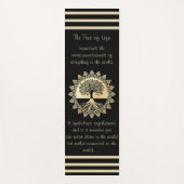 タイポグラフィツリーオブライフブラックアンドタン ヨガマット (正面)