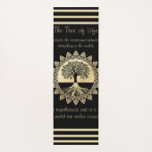 タイポグラフィツリーオブライフブラックアンドタン ヨガマット (裏面)