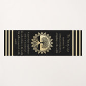 タイポグラフィツリーオブライフブラックアンドタン ヨガマット (正面(横))