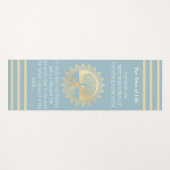 タイポグラフィツリーオブライフブルーと金ゴールドヨガマット ヨガマット (正面(横))