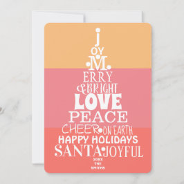 タイポグラフィツリーホワイトオンコーラルピンクモダン シーズンカード