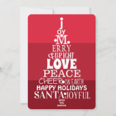 タイポグラフィツリーホワイトオンベリーレッドモダン シーズンカード (正面)