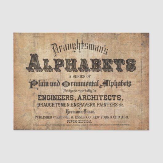 タイポグラフィティッシュペーパーデコパージ家具 薄葉紙 (正面)