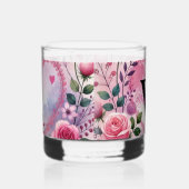 タイポグラフィテキスト 花のハート ロマンチック ウォーターカラー ウイスキーグラス (右)