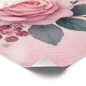 タイポグラフィテキスト 花のハート ロマンチック ウォーターカラー ポスター (コーナー)