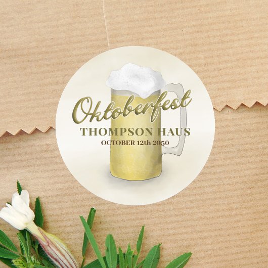 タイポグラフィトレンディースクリプトオクトーバーフェストビール ラウンドシール