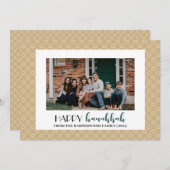 タイポグラフィハッピーハヌカー家族の写真パーソナライズ シーズンカード (正面/裏面)