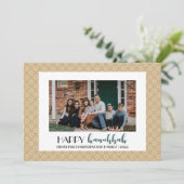 タイポグラフィハッピーハヌカー家族の写真パーソナライズ シーズンカード (スタンド正面)