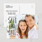 タイポグラフィハンドレタリング写真の保存日付 案内ポストカード (正面/裏面)