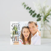 タイポグラフィハンドレタリング写真の保存日付 案内ポストカード (スタンド正面)