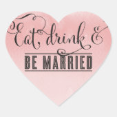 タイポグラフィハートス食べクリック飲料のBE結婚した文字 ハートシール (正面)