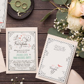 タイポグラフィハートミントとコーラルフェアリー結婚ターレ 招待状