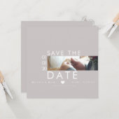 タイポグラフィハート日付の保存Thin Photo Postc カード (正面/裏面インサイチュ)