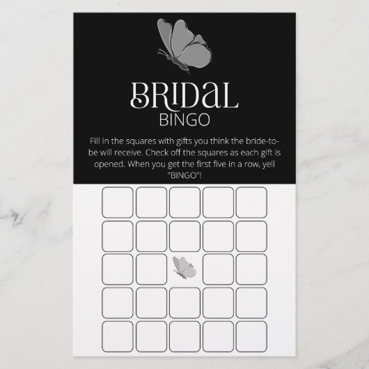 タイポグラフィバタフライブライダルシャワービンゴゲーム (正面)
