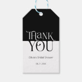 タイポグラフィバタフライブライダルシャワー感謝していユー ギフトタグ (正面)